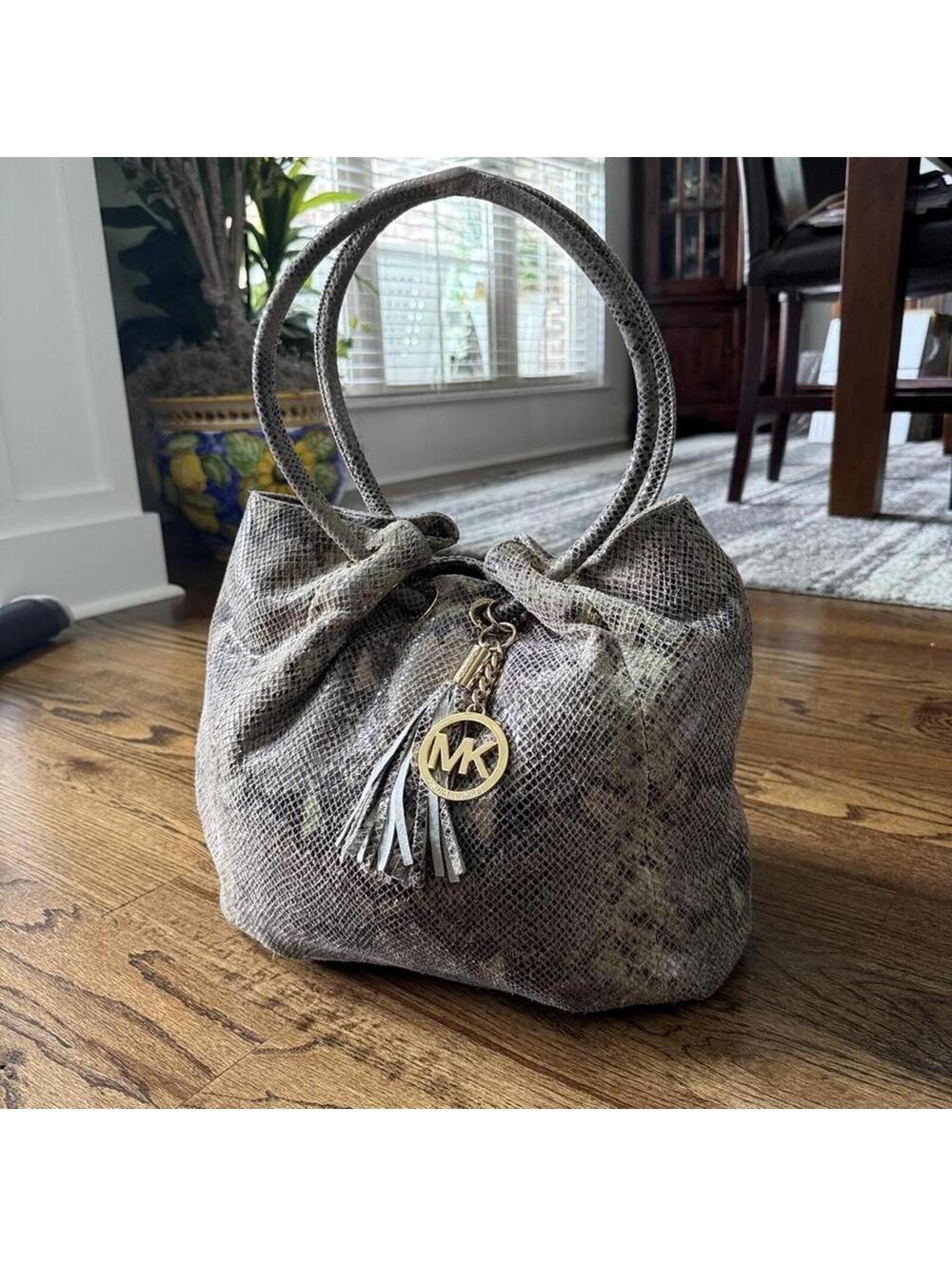 🐍 Michael Kors Python Embossed Leather Hobo Bag
